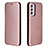 Leather Case Stands Flip Cover Holder L06Z for Samsung Galaxy A15 5G Rose Gold