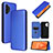 Leather Case Stands Flip Cover Holder L06Z for Samsung Galaxy A32 5G Blue