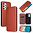 Leather Case Stands Flip Cover Holder L06Z for Samsung Galaxy A53 5G Brown