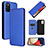 Leather Case Stands Flip Cover Holder L07Z for Samsung Galaxy A03s Blue