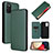 Leather Case Stands Flip Cover Holder L07Z for Samsung Galaxy A03s Green