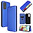 Leather Case Stands Flip Cover Holder L07Z for Samsung Galaxy A72 5G Blue