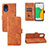 Leather Case Stands Flip Cover Holder L08Z for Samsung Galaxy A03 Core Brown