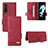 Leather Case Stands Flip Cover Holder L08Z for Samsung Galaxy Z Fold3 5G Red