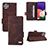Leather Case Stands Flip Cover Holder L10Z for Samsung Galaxy A22 5G Brown