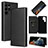 Leather Case Stands Flip Cover Holder L10Z for Samsung Galaxy S21 Ultra 5G Black