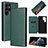 Leather Case Stands Flip Cover Holder L10Z for Samsung Galaxy S21 Ultra 5G Green