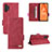 Leather Case Stands Flip Cover Holder L11Z for Samsung Galaxy M32 5G Red