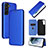 Leather Case Stands Flip Cover Holder L11Z for Samsung Galaxy S21 FE 5G Blue