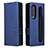 Leather Case Stands Flip Cover Holder L14Z for Samsung Galaxy Z Fold3 5G Blue