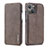 Leather Case Stands Flip Cover Holder LC1 for Apple iPhone 15 Plus Gray