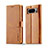 Leather Case Stands Flip Cover Holder LC1 for Google Pixel 8 Pro 5G Light Brown