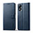 Leather Case Stands Flip Cover Holder LC1 for Oppo A18 Blue