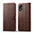 Leather Case Stands Flip Cover Holder LC1 for Oppo A18 Brown