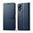 Leather Case Stands Flip Cover Holder LC1 for Oppo A38 Blue