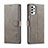 Leather Case Stands Flip Cover Holder LC1 for Samsung Galaxy A23 5G Gray