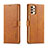 Leather Case Stands Flip Cover Holder LC1 for Samsung Galaxy A33 5G Light Brown