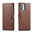 Leather Case Stands Flip Cover Holder LC1 for Samsung Galaxy F23 5G Brown