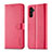 Leather Case Stands Flip Cover Holder LC1 for Samsung Galaxy M44 5G Hot Pink