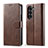 Leather Case Stands Flip Cover Holder LC1 for Samsung Galaxy Z Fold5 5G Brown