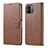 Leather Case Stands Flip Cover Holder LC1 for Xiaomi Poco C50 Brown