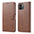 Leather Case Stands Flip Cover Holder LC1 for Xiaomi Poco C51 Brown