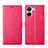 Leather Case Stands Flip Cover Holder LC1 for Xiaomi Poco C65 Hot Pink