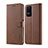 Leather Case Stands Flip Cover Holder LC1 for Xiaomi Poco F4 5G Brown