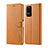 Leather Case Stands Flip Cover Holder LC1 for Xiaomi Poco F4 5G Light Brown