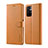 Leather Case Stands Flip Cover Holder LC1 for Xiaomi Poco M4 Pro 5G Light Brown