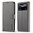 Leather Case Stands Flip Cover Holder LC1 for Xiaomi Poco X4 Pro 5G Gray