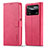 Leather Case Stands Flip Cover Holder LC1 for Xiaomi Poco X4 Pro 5G Hot Pink