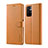 Leather Case Stands Flip Cover Holder LC1 for Xiaomi Redmi Note 11T 5G Light Brown