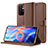 Leather Case Stands Flip Cover Holder LC2 for Xiaomi Redmi Note 11 5G Brown