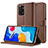 Leather Case Stands Flip Cover Holder LC2 for Xiaomi Redmi Note 11 Pro 4G Brown