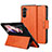 Leather Case Stands Flip Cover Holder LD1 for Samsung Galaxy Z Fold5 5G Orange