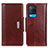 Leather Case Stands Flip Cover Holder M01L for Oppo A54 4G Brown