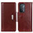 Leather Case Stands Flip Cover Holder M01L for Oppo A74 5G Brown