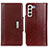 Leather Case Stands Flip Cover Holder M01L for Samsung Galaxy S21 Plus 5G Brown