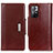 Leather Case Stands Flip Cover Holder M01L for Xiaomi Poco M4 Pro 5G Brown