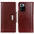 Leather Case Stands Flip Cover Holder M01L for Xiaomi Redmi Note 10 Pro 5G Brown