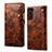 Leather Case Stands Flip Cover Holder M01T for Samsung Galaxy S21 FE 5G Brown