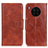 Leather Case Stands Flip Cover Holder M02L for Huawei Nova 8i Brown