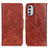Leather Case Stands Flip Cover Holder M02L for Motorola Moto E32 Brown