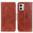 Leather Case Stands Flip Cover Holder M02L for Motorola Moto G53 5G Brown