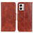 Leather Case Stands Flip Cover Holder M02L for Motorola Moto G53j 5G Brown
