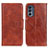 Leather Case Stands Flip Cover Holder M02L for Motorola Moto G62 5G Brown