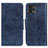 Leather Case Stands Flip Cover Holder M02L for Motorola Moto G72 Blue