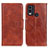 Leather Case Stands Flip Cover Holder M02L for Nokia C22 Brown