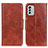 Leather Case Stands Flip Cover Holder M02L for Nokia G60 5G Brown